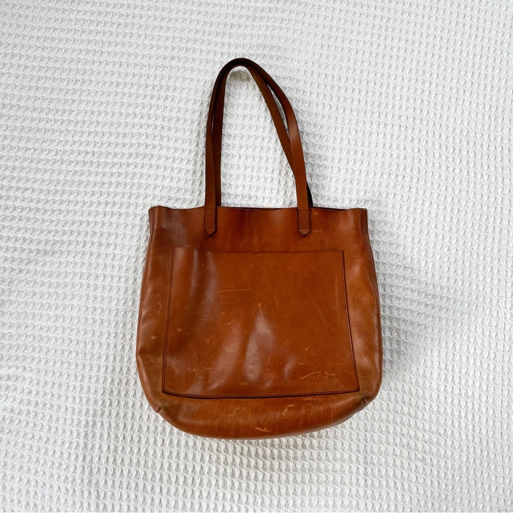 Madewell Transfer Tote Leather Tote Shoulder Bag in English Saddle